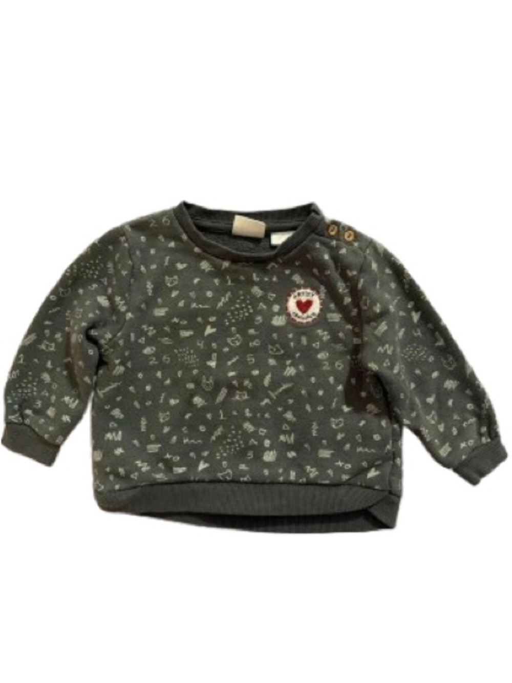 Zara-kids Grey and Green Sweatshirt Size 9-12 months
